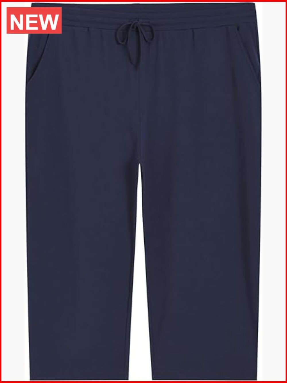 Plus Size Drawstring Cotton Knit Capris with Pockets